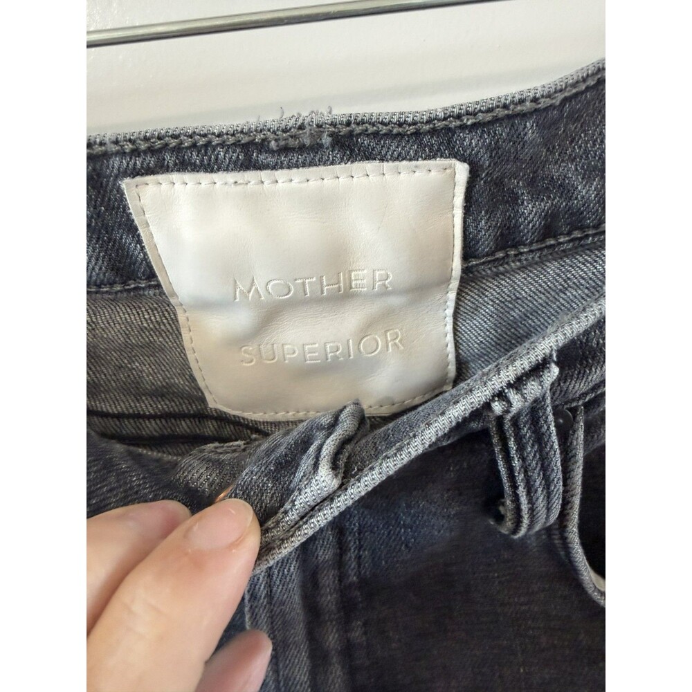 MOTHER The Rambler zip flood Ankle Jeans washed Black 27 $238 raw hem - Picture 3 of 7